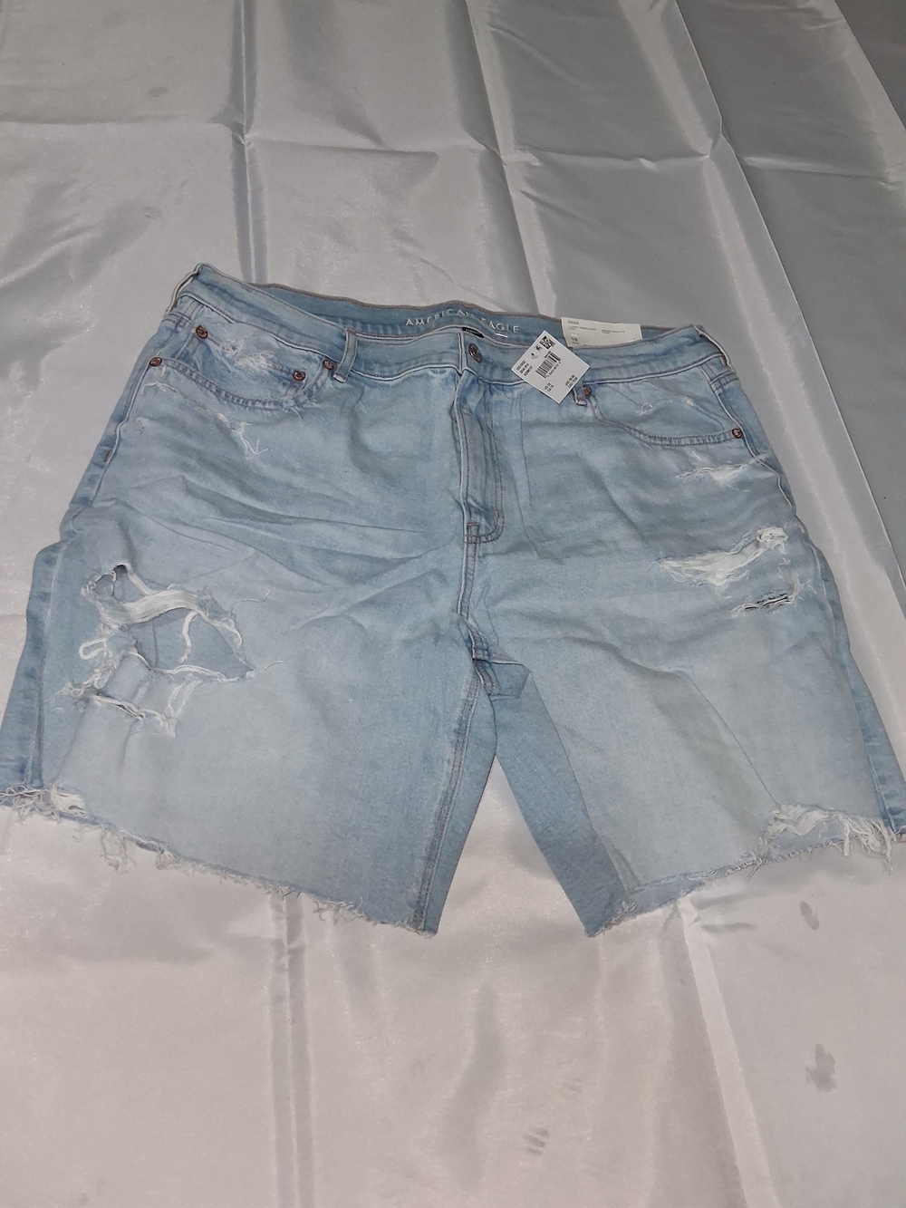 Light Blue Distressed Denim Men’s Shorts - American Eagle Outfitters